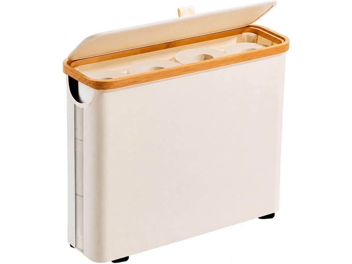 Porta Papel Higiênico De Bambu Com Tampa