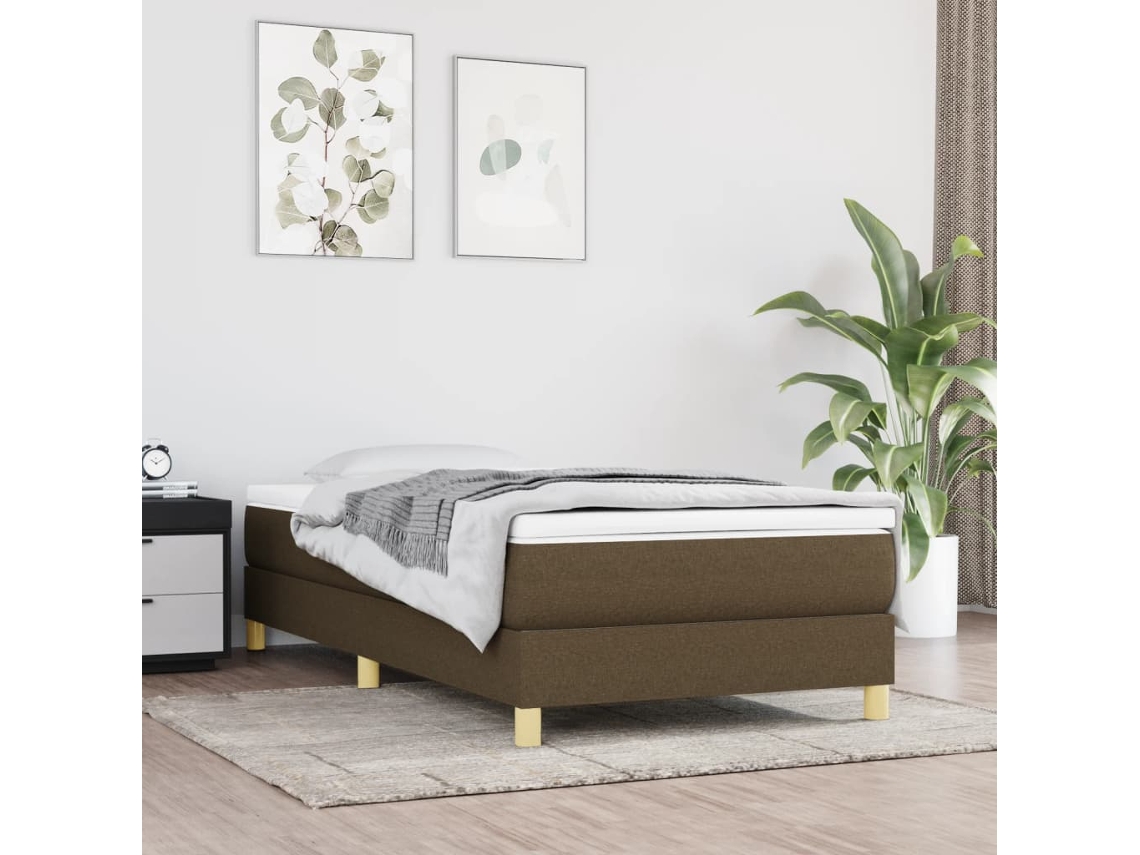 Vidaxl Estrutura De Cama Com Molas 80x200 Cm Tecido Castanho-escuro