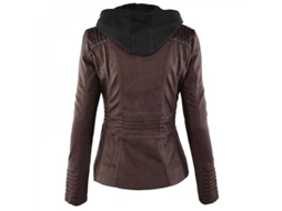 2026 chaqueta de Moto para Mulheres com Capuz de Couro Pu, Chaqueta de Moto, Casaco Externo Tbx L Café