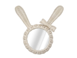 Espelho decorativo Baok-Retro White Mouse em rattan HD para banheiro e quarto.