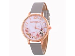 Relógio de Pulso Feminino de Quartzo com Pulseira de Pu Estilo Moderno Cinza