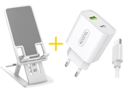 Pack Office para Samsung Galaxy A20s ACCETEL AC527 (2.4A - Type-C + USB - Branco)