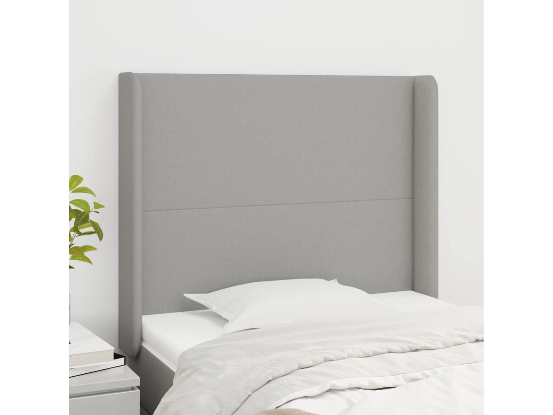 Vidaxl Cabeceira De Cama C/ Abas Tecido 93x16x118/128cm Cinzento-claro