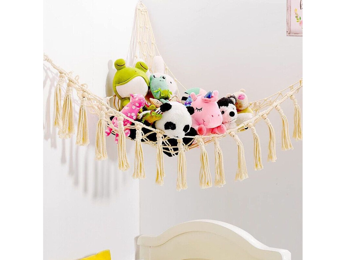 Rede de Brinquedo Suspensa Grande em Macramê Rosa Feita À Mão BRILVIBERA