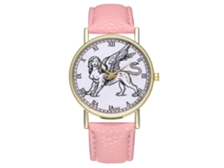 Relógio de quartzo unissex elegante e casual, ideal para presente (rosa)