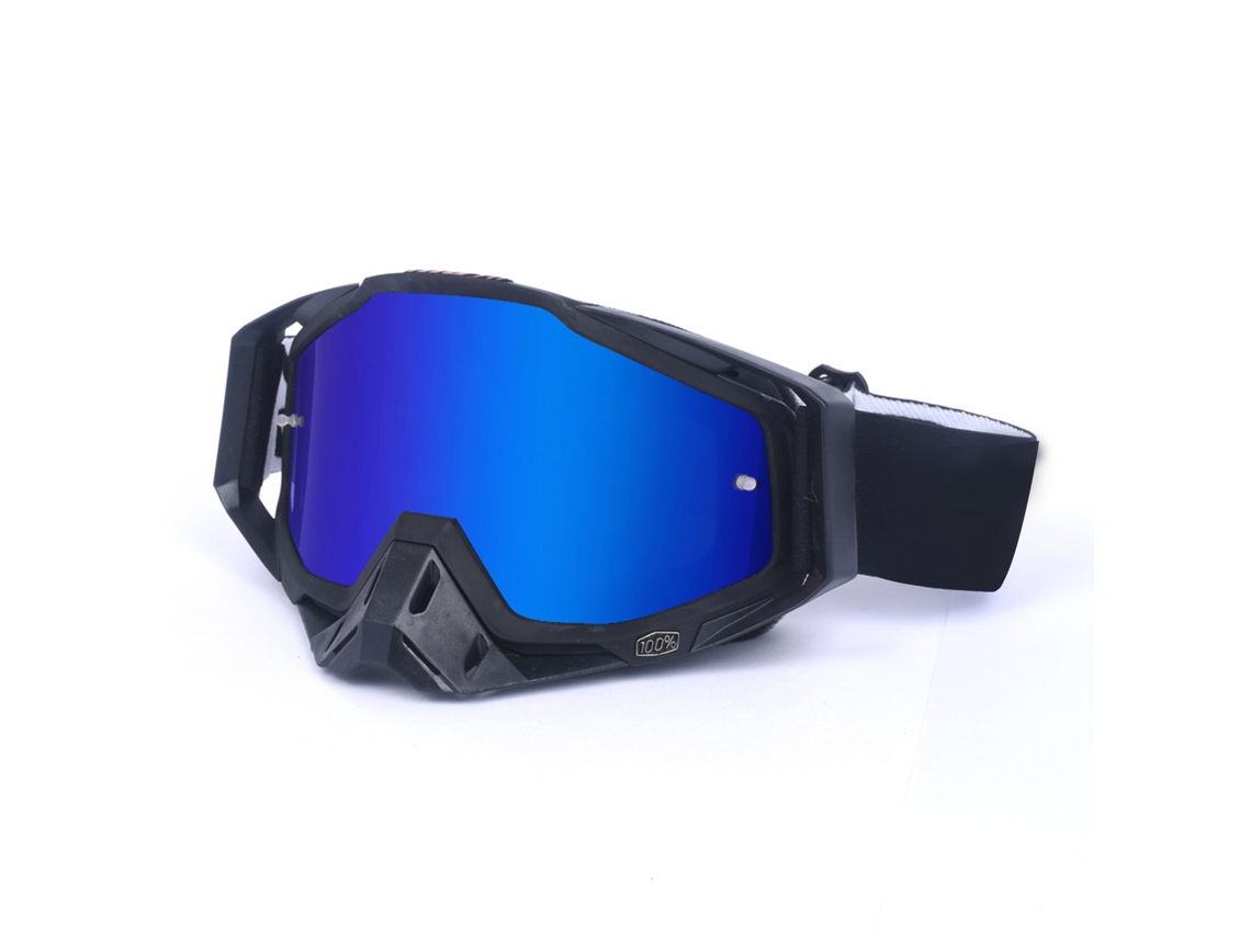 Rebe-óculos Esportivos Outdoor Para Ski E Moto, Antipoeira E Antivento, Armadura Preta, Lente Azul, Unissex