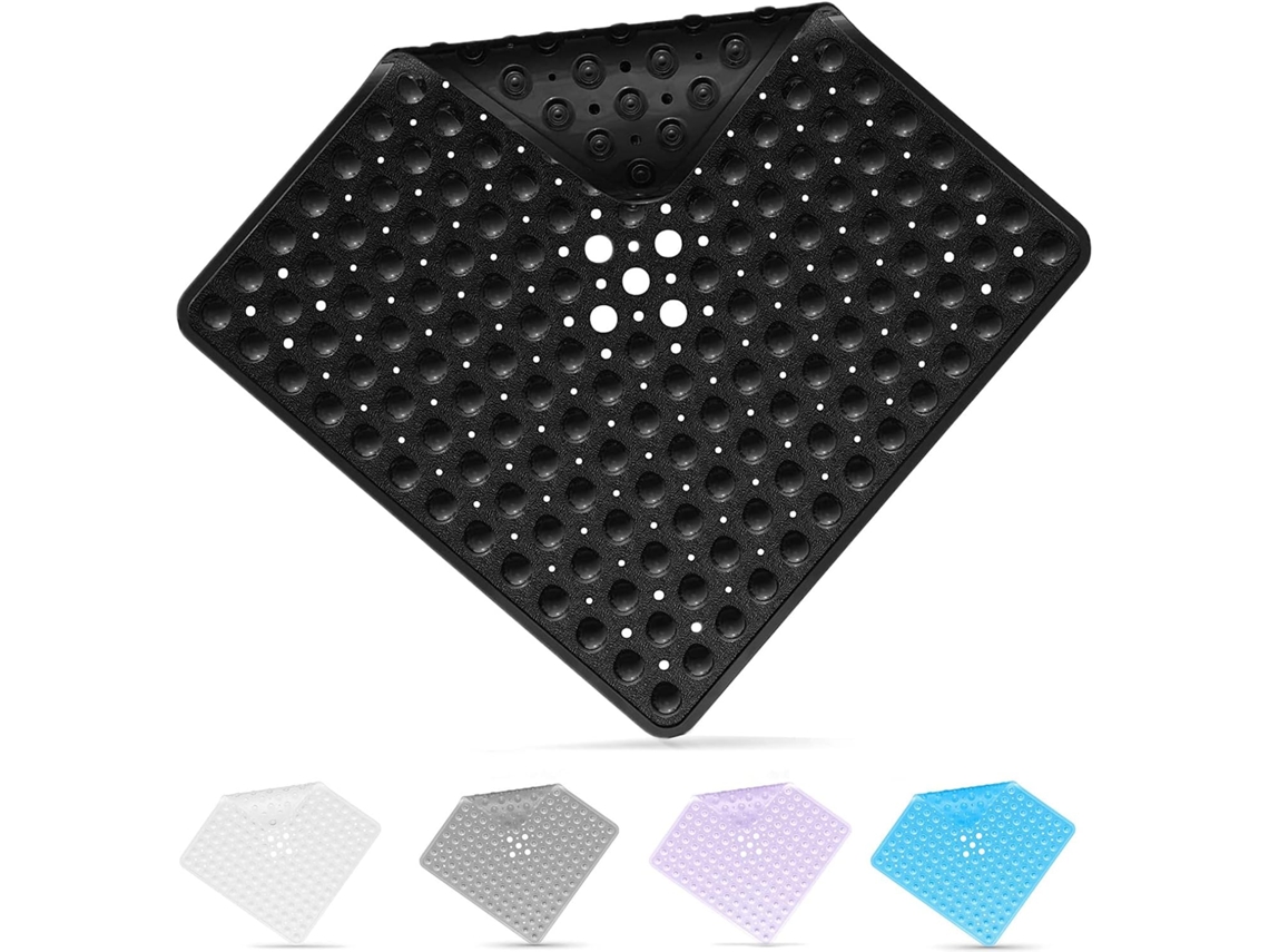 Tapete De Chuveiro Antiderrapante 53x53cm Sem Bpa Lavável À Máquina - Preto