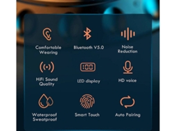 Microfone Tws Hd Android Yizhood Bluetooth Preto