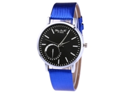 Reloj De Pareja Unisex De Negocios Con Correa Pu Dial Redondo Cuarzo Azul