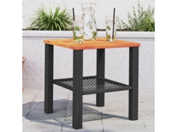 Vidaxl Mesa De Jardim 40x40x42 Cm Vime Pe E Madeira De Acácia Preto