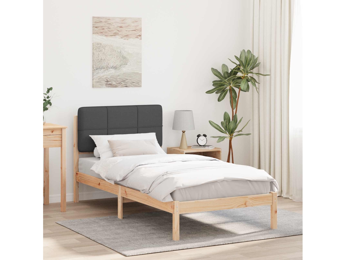 Vidaxl Estrutura de Cama com Cabeceira Estofada Cinza Escuro