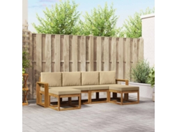 Vidaxl Conjunto De Sofás Para Exterior 6 Unid. Natural E Bege