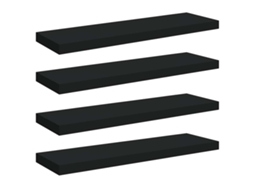 Prateleiras de Parede Suspensas 4 Pcs 80x23,5x3,8 cm MDF Preto MAISON EXCLUSIVE