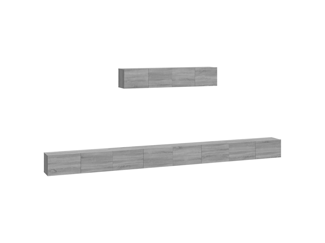 Conjunto de Tv de 6 Peças Madeira Processada Sonoma Cinza MAISON EXCLUSIVE