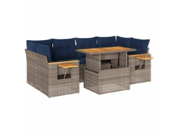 Conjunto de 7 Sofás para Jardim com Almofadões Vime Pe Cinzento MAISON EXCLUSIVE (7 pcs)