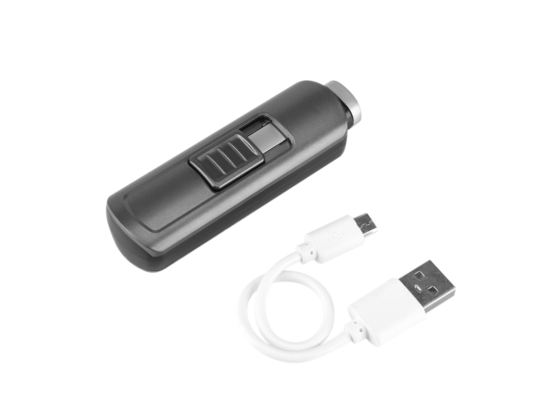 Mini isqueiro elétrico recarregável USB para churrasco, velas, fogão, cozinha e ignição (cinza)