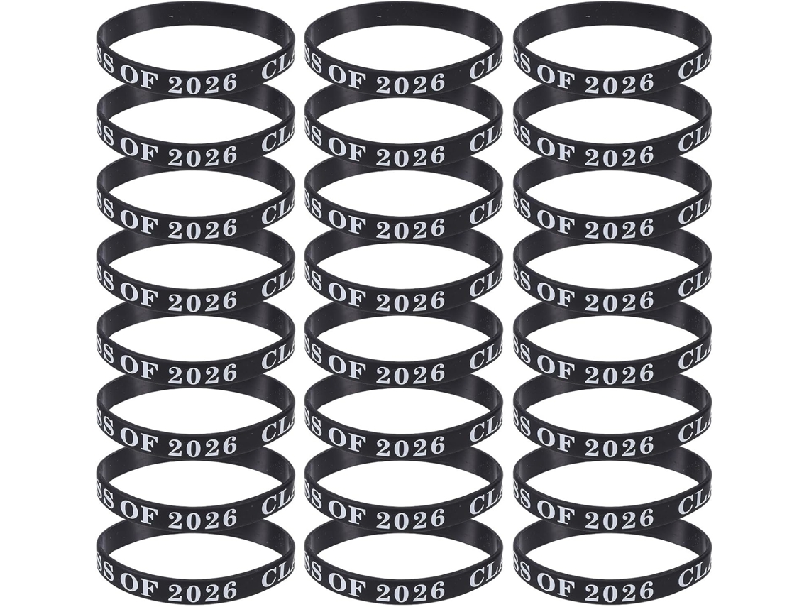 24 Pulseiras de Silicone para Formatura 2026 - Pulseiras Elásticas para Estudantes, Ideais para Eventos e Decorações Escolares
