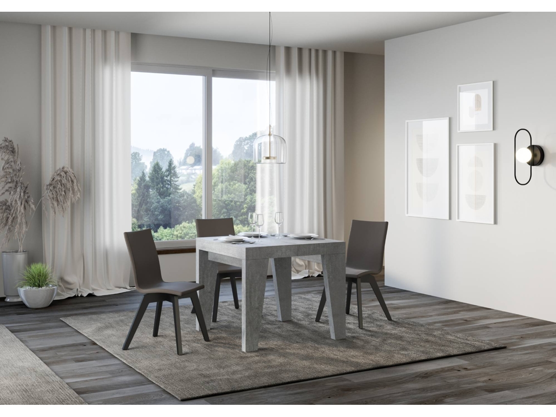 Mesa de Jantar Extensível 90X90/246 Cm Naxy Premium Cimento ITAMOBY