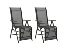 Cadeiras De Jardim Reclináveis 2 Pcs Textilene E Alumínio Preto Dkd Home Decor