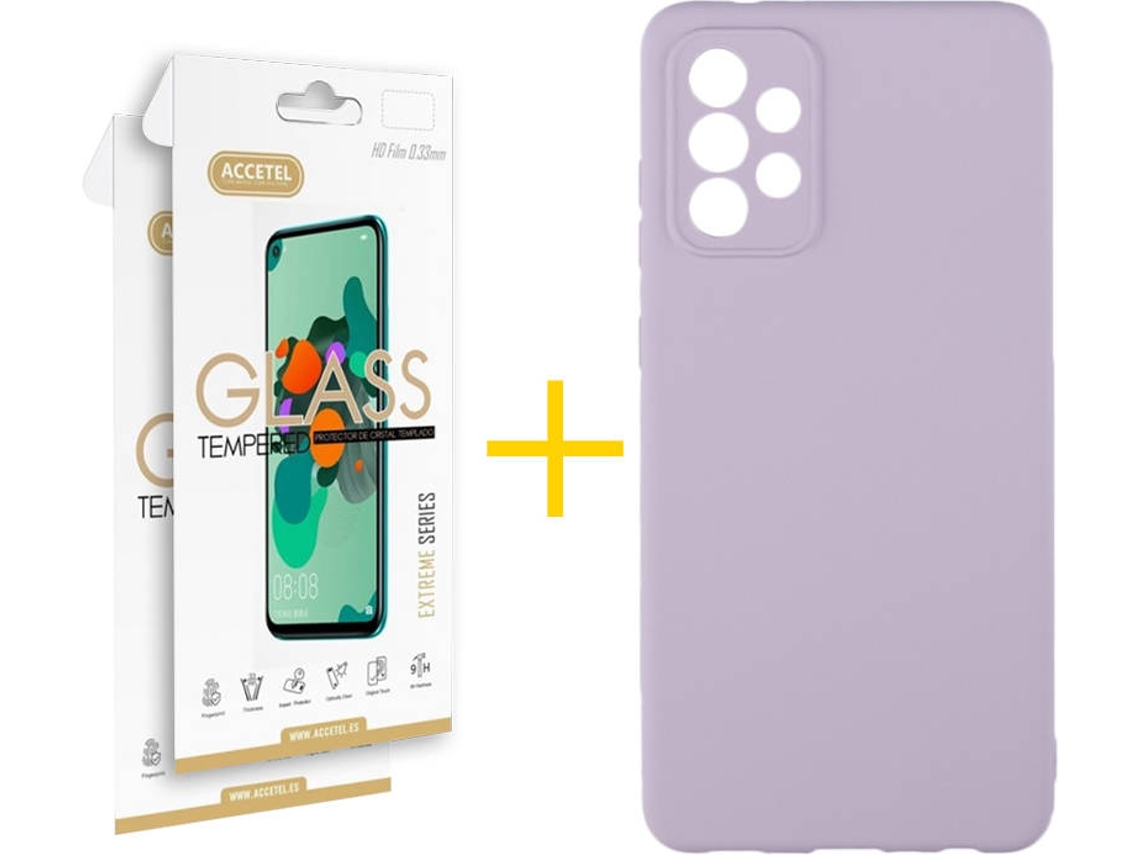 Kit Capa e 2 Películas Samsung Galaxy A52 5G ACCETEL Silicone Líquido (Roxo)