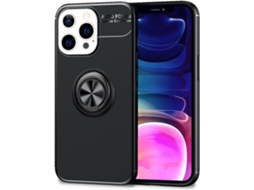 Capa Anel Giratório Antichoque Função para iPhone 13 Pro Max HONGWE. Silicone Preto
