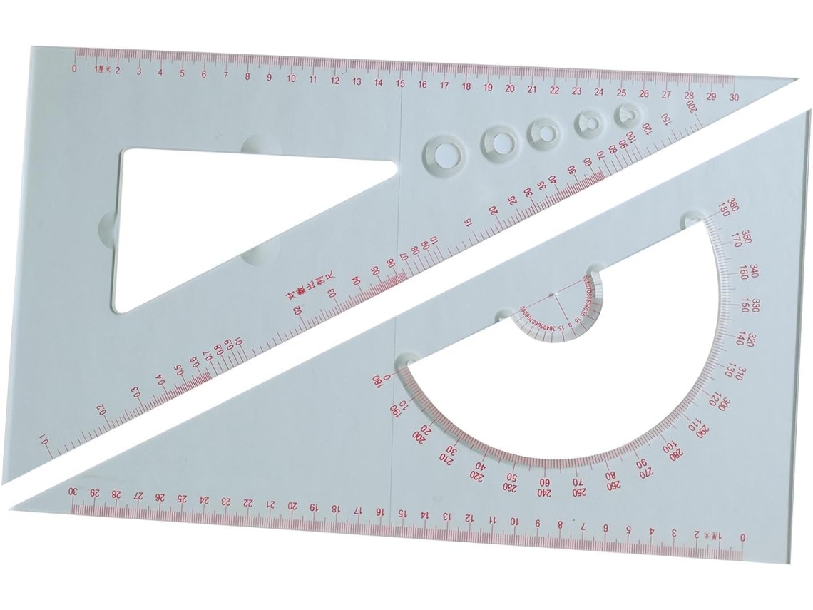 Conjunto De 2 Peças De Régua Triangular, Transferidor, Esquadro, Ferramenta