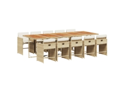 Conjunto de 11 Jantar para Jardim com Almofadões Vime Pe Bege MAISON EXCLUSIVE