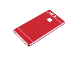 Capa de Telefone Huawei P9 Plus, vermelha com capa dourada, resistente a arranhões