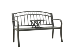 Vidaxl Banco De Jardim Com Mesa 120 Cm Aço Cinzento