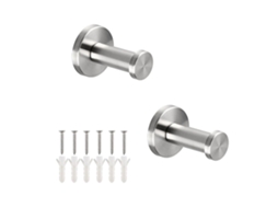Conjunto de 2 Ganchos de Parede em Aço Inoxidável 304 Escovado, Elegantes, para Armário de Banheiro, Casaco, Toalha e Vestido, 5cm AQUAFORGE