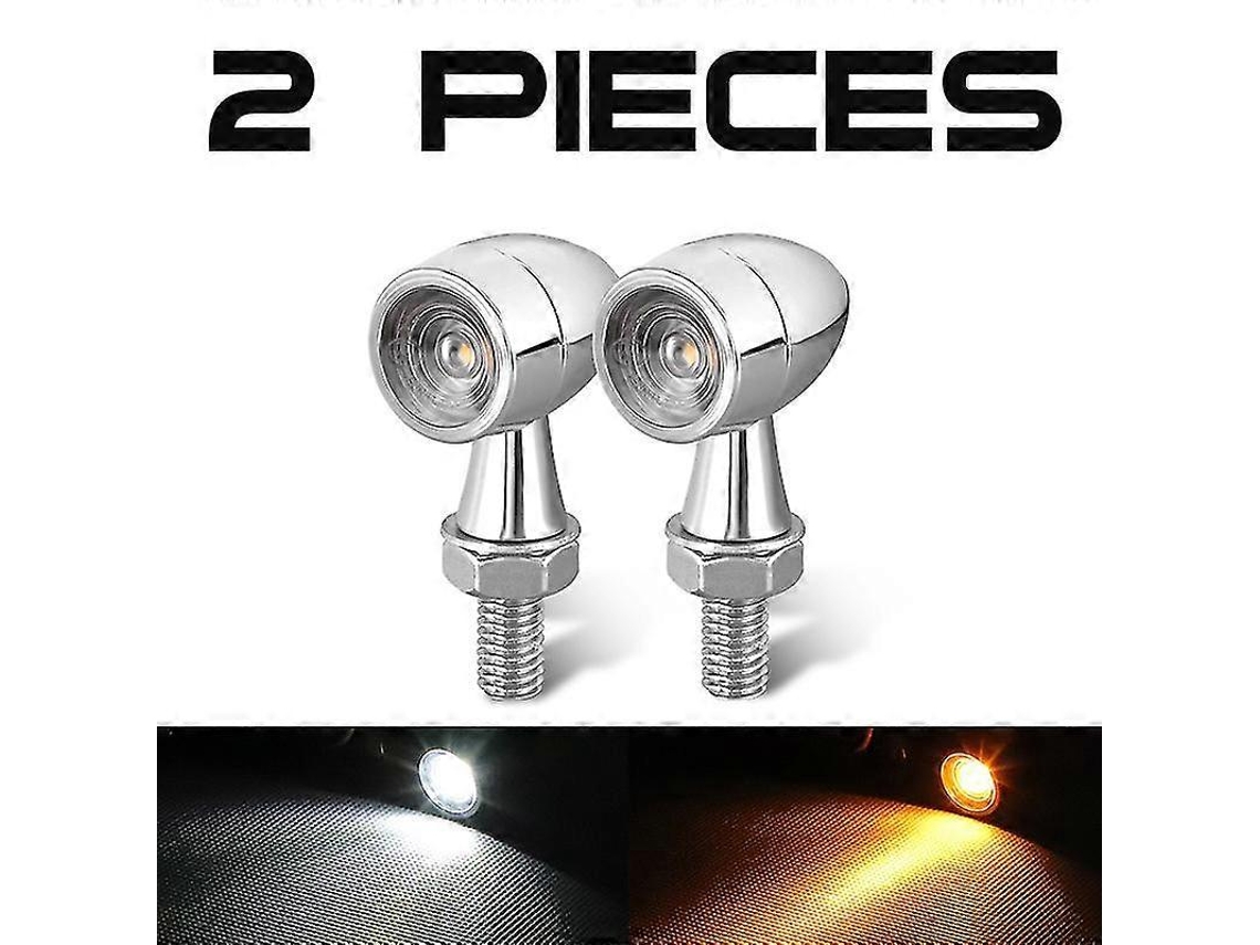 Omni luces de Giro Led para Motocicleta Chrome 12v Con Drl Y Freno Indicador Intermitente para Honda Suzuki Kawasaki 2 Peças Branco Amarelo