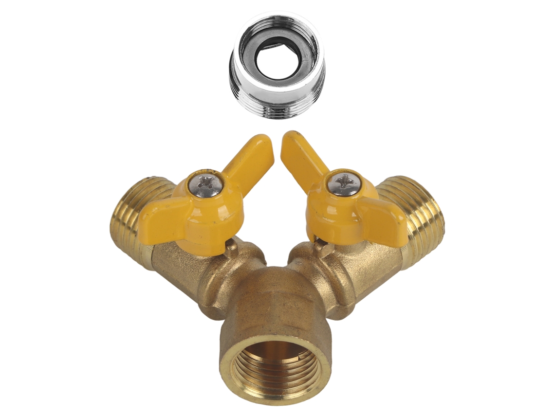 Adaptador De Válvula Dupla Irrigação Jardim Latão G1/2