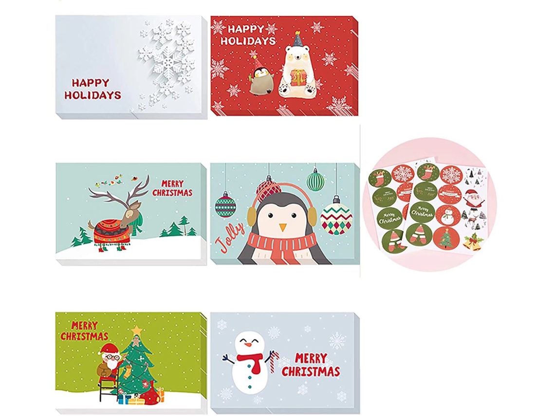 24 Cartões De Natal Ou De Felicitações, Cartões De Felicitações Feitos À Mão Com Interior Em Branco Aquaforge