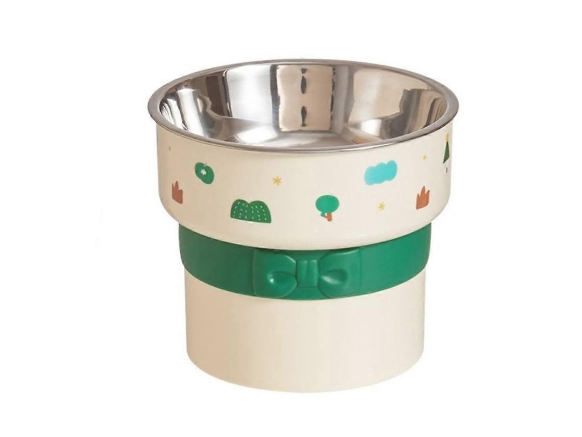 Tigela Elevada de Grande Capacidade para Gatos, em Aço Inoxidável Antiderrapante, com Design de Desenho Animado. Ideal para Cães e Gatos AQUAFORGE