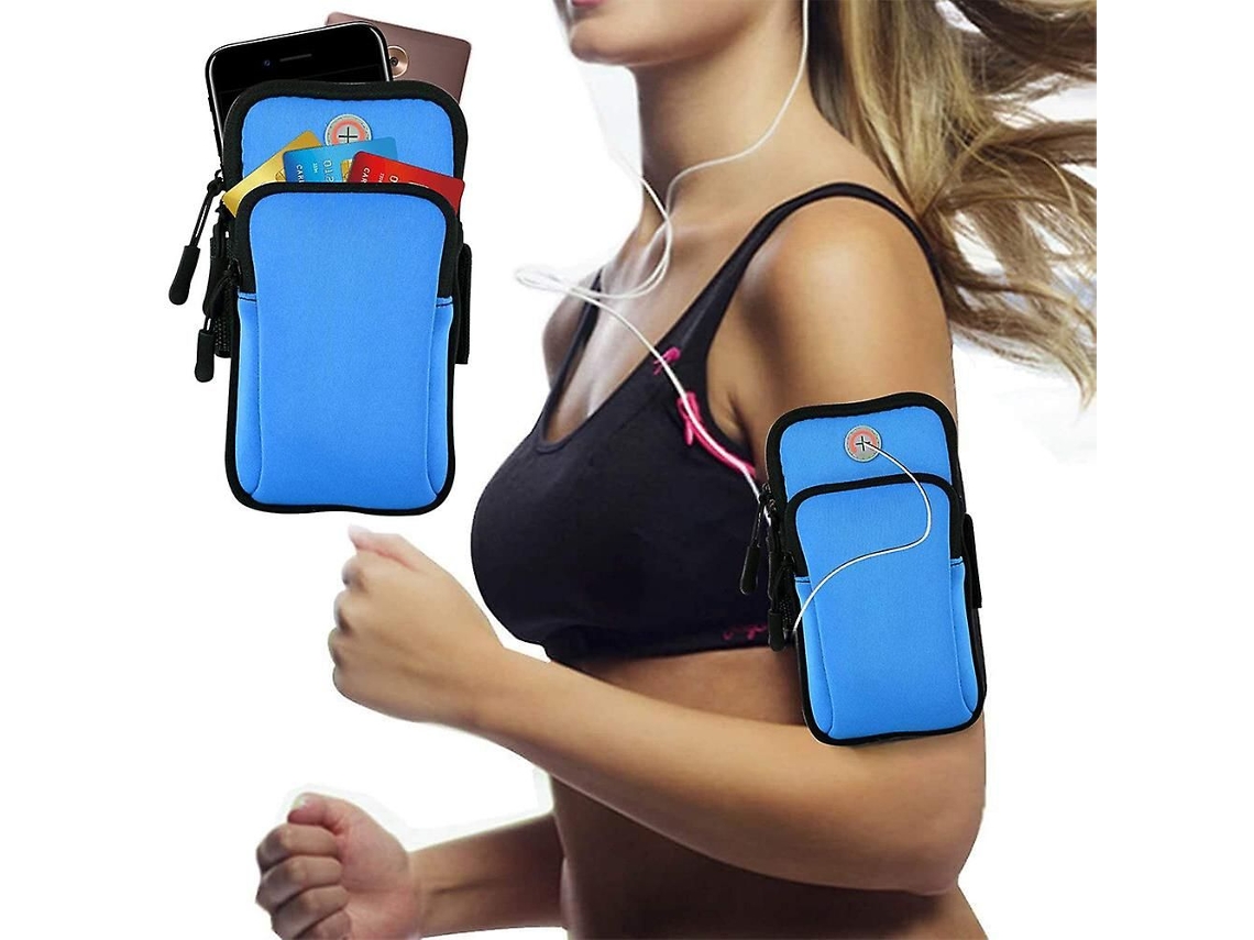Braçadeira Universal Para Corrida, Suporte Para Celular Para Braçadeira Esportiva Azul.