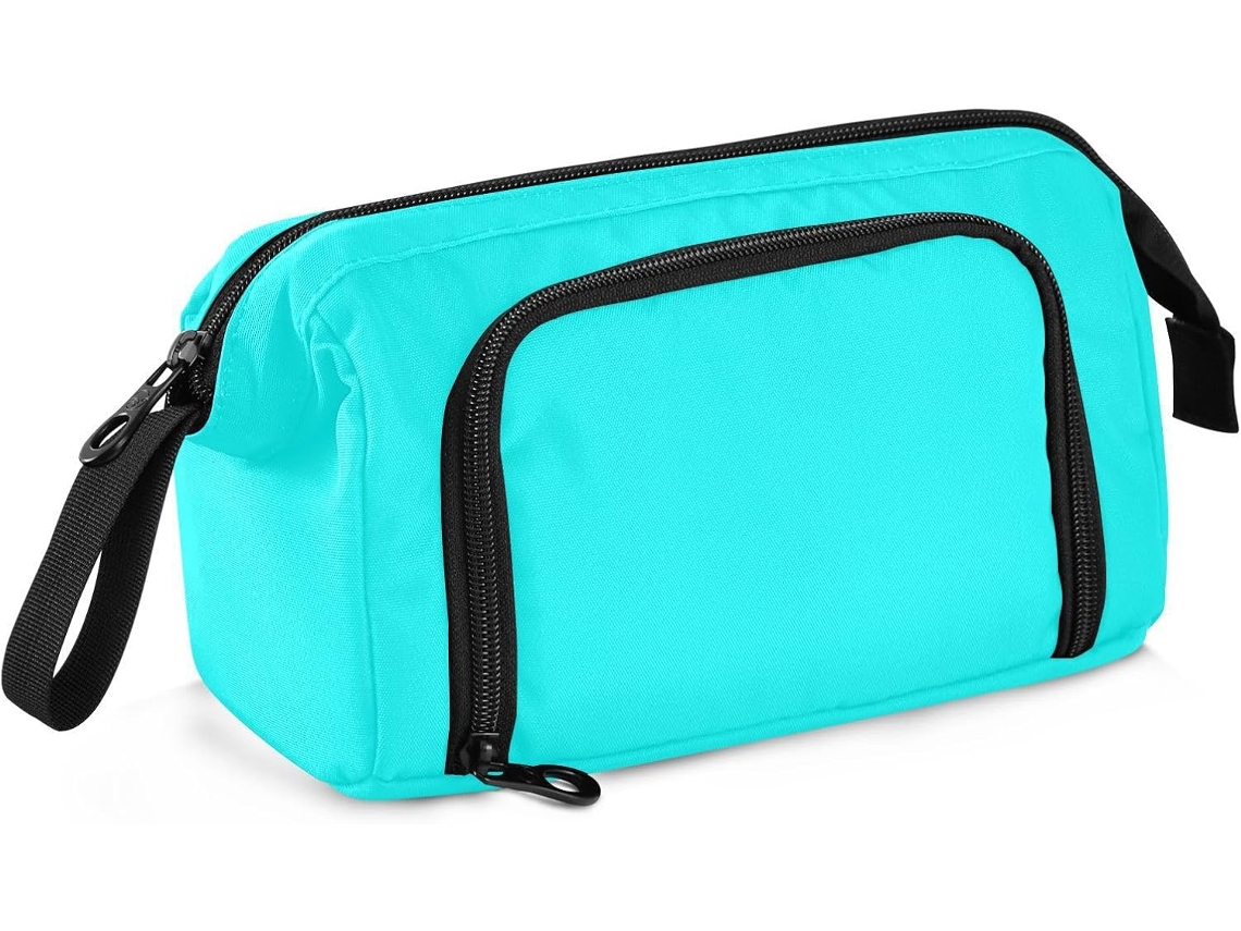 Estojo Grande Azul Fluorescente com Zíper para Lápis, Ideal Estudantes do Ensino Fundamental. 24 X 9,5 15 Cm