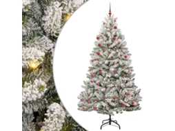 Vidaxl Árvore De Natal Artificial Verde E Branco 210 Cm Pvc E Metal