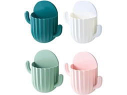 Suporte Para Pincéis De Maquiagem Vosarea, Conjunto De 4 Peças, Em Pp, Para Parede, Formato De Cacto, Ideal Para Casa E