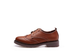 2026 sapatos Oxford Feminino Estilo Britânico Vintage de Couro Genuíno Casual com Cadarço Flat Brogue Mulher