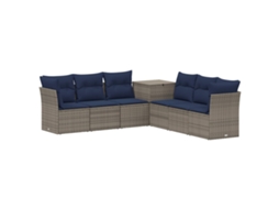 Vidaxl Conjunto De Sofás 7 Pcs Cinza E Azul Marinho