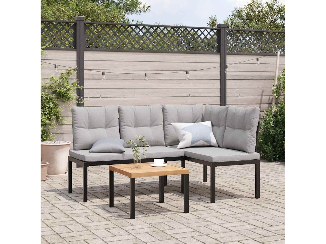 Bancos De Jardim Com Almofadões 3 Pcs Aço Revestido A Pó Preto Dkd Home Decor