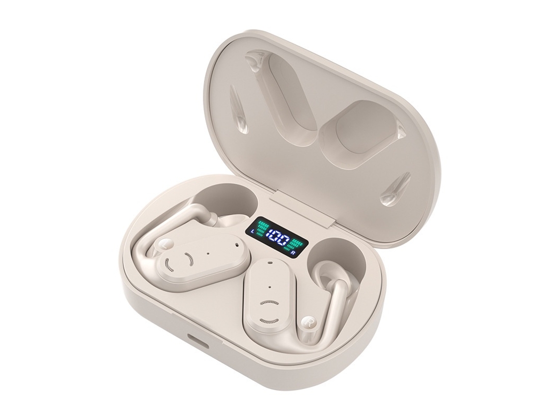 Fone de Ouvido Bluetooth de Condução Óssea IPX7 À Prova D'água com Redução de Ruído JIAPEI (bege)
