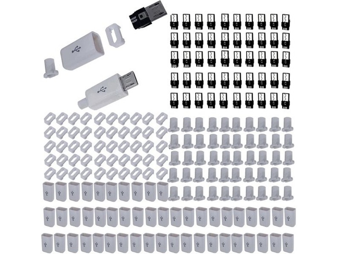 50 Peças Conexão Micro Usb Tipo B Para Soldar (branco)