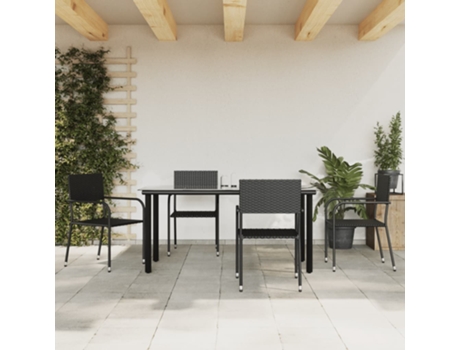 5 Peças Conjunto de Jantar CLIC & BUY para Jardim Vime Pe Preto