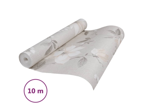Papel de Parede 3D VIDA XL com Padrão de Flores Cinzento