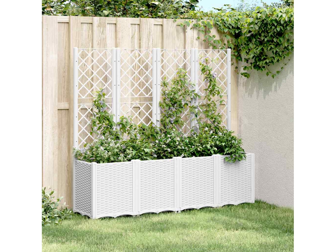 Vidaxl Vaso/floreira De Jardim C/ Treliça 160x40x140 Cm Pp Branco