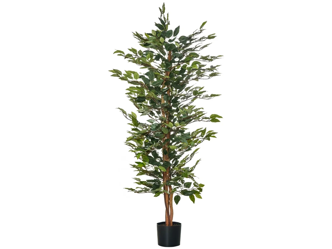 Planta Falsa de Ficus Alta 150cm decoração para Interior e Exterior com Vaso Incluso BTFORUS