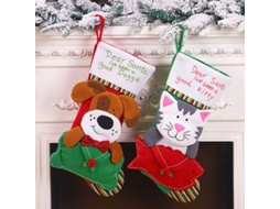 4 Pares De Meias De Natal Grandes 43cm, Meias De Feliz Natal Para Gatos E Cães, Não Tecidas Clássicas Com Fecho