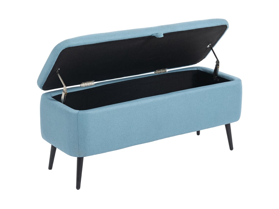 Banco com Armazenamento, Tampa Articulada, Pés de Aço, 101x38,5x44,5 Cm Azul Claro ORBITRA COMMERCE