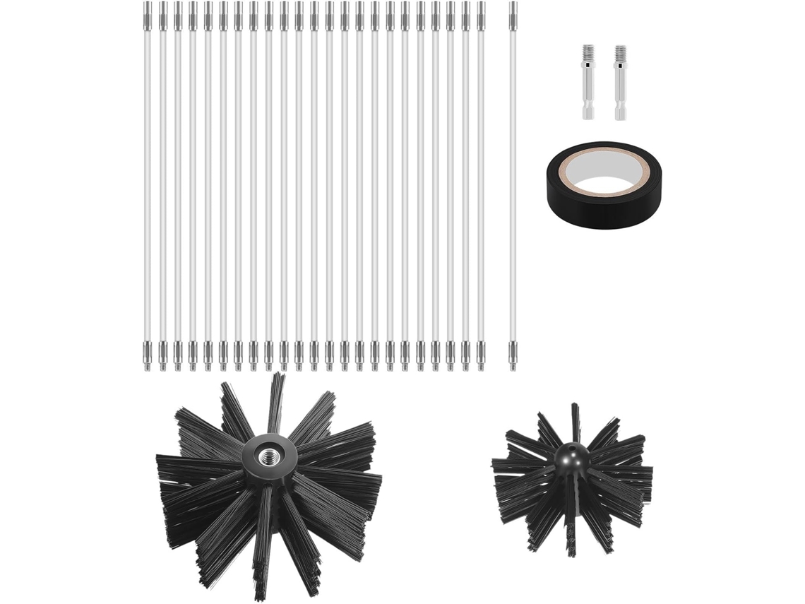 Kit De Escovas Para Limpeza Chaminés Valiclud Com Cabeças 4e 6 Polegadas, Ferramenta De Limpeza Chaminés Em Plástico